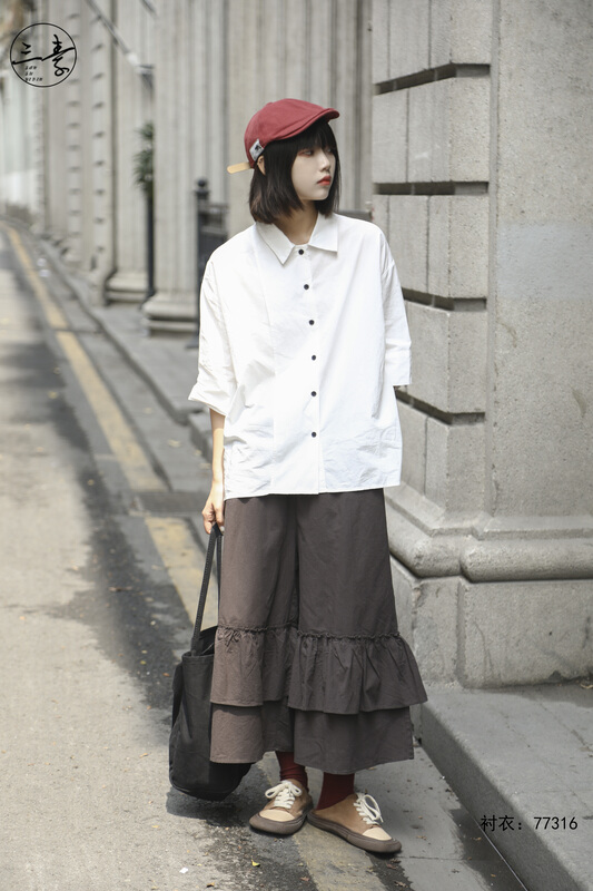New in early summer! [original three element clothes] simple temperament leisure commuter shirt 77316# XYJ