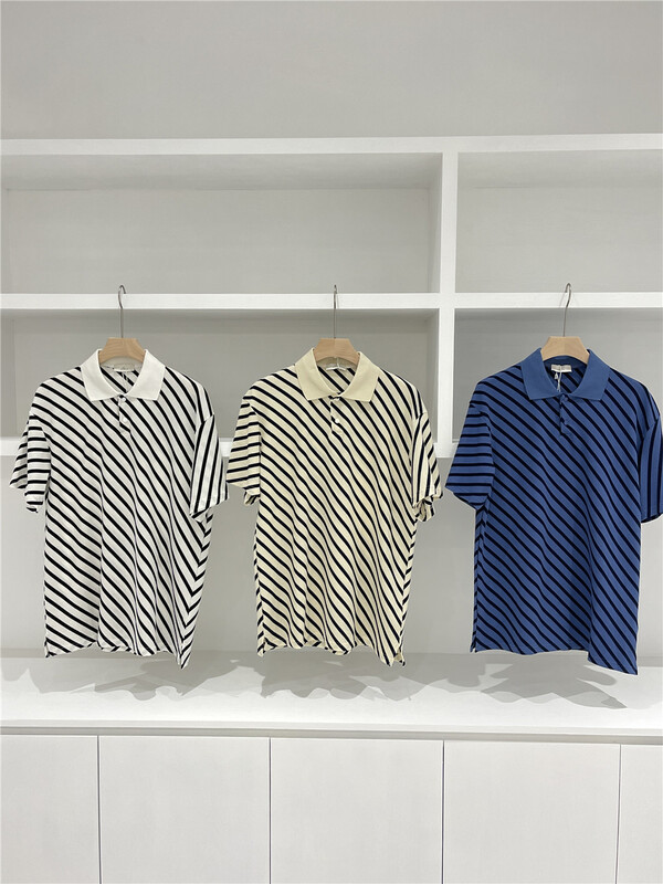 [x.t] Korean stripe versatile polo shirt t1287# ZZL