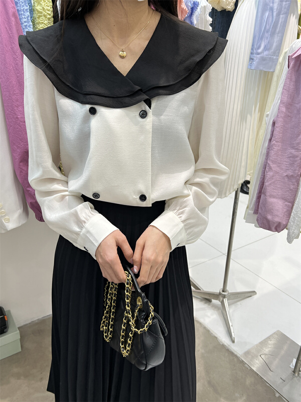 goods in stock! [liu-y] baby collar contrast Tencel shirt 16727# XJ