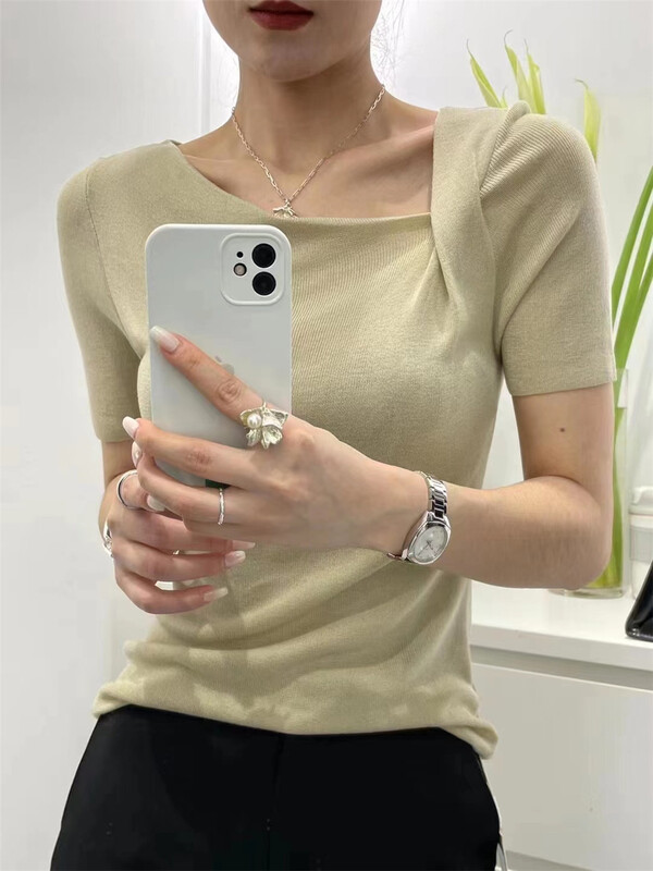 [Hera] V-neck fashion Korean shirt m2047# L