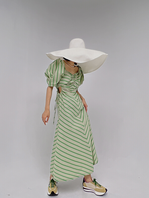 [d.two D2] striped waistband slim dress 2203161# zxl