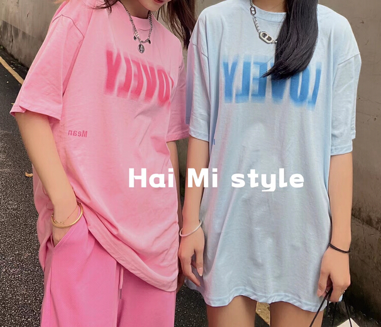 New year in early spring! [Haimi] Korean version loose and thin splash letter short sleeve T-shirt 5511# WTT