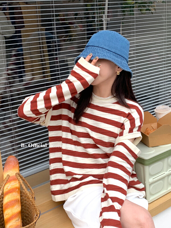 New year in early spring! [B plus] exclusive Korean striped two sleeveless sweater (with detachable sleeves) 22-928-2# HBx