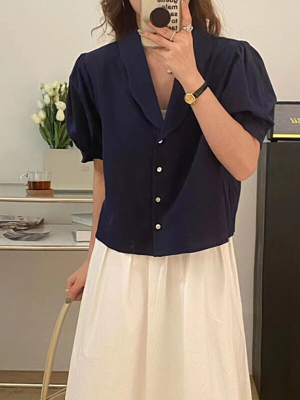 [tototellme] Korean fashion simple and atmospheric small shirt 24147# HBx