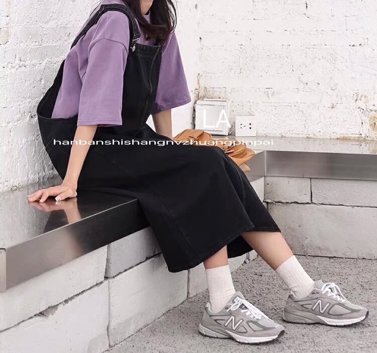 [laqssy] Korean version: age reducing, thin, belly covering, foreign style cowboy strap skirt 61126# zyh