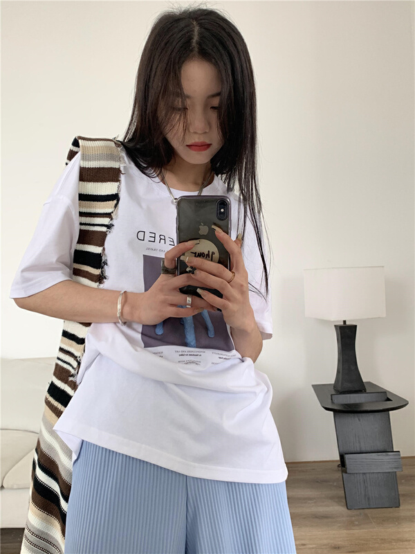 New year in early spring! [9hour] graphic printed letter round neck short sleeve T-shirt 121c048# zxl