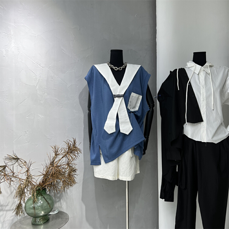 [YBS] V-neck Korean color matching comfortable vest ys1-83037# hyy
