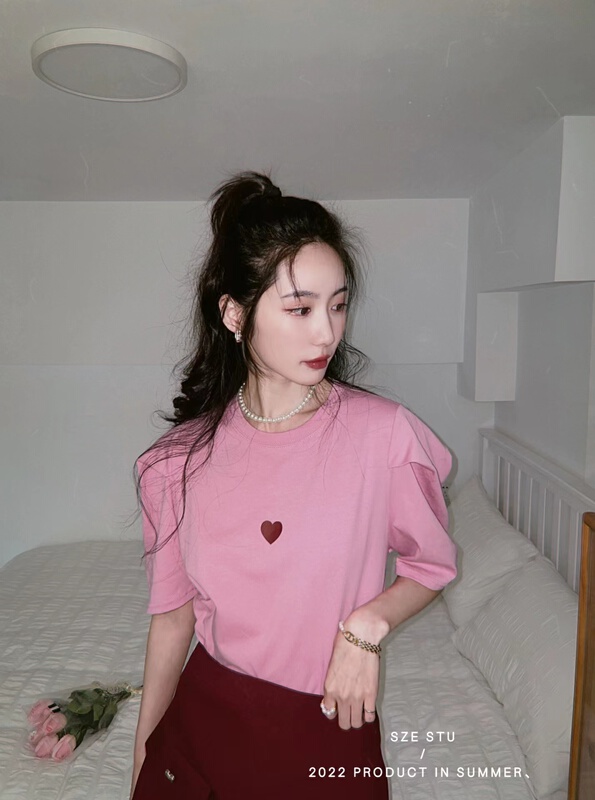 New in early summer! [Sze] love fashion versatile short sleeve T-shirt 80171# zxx