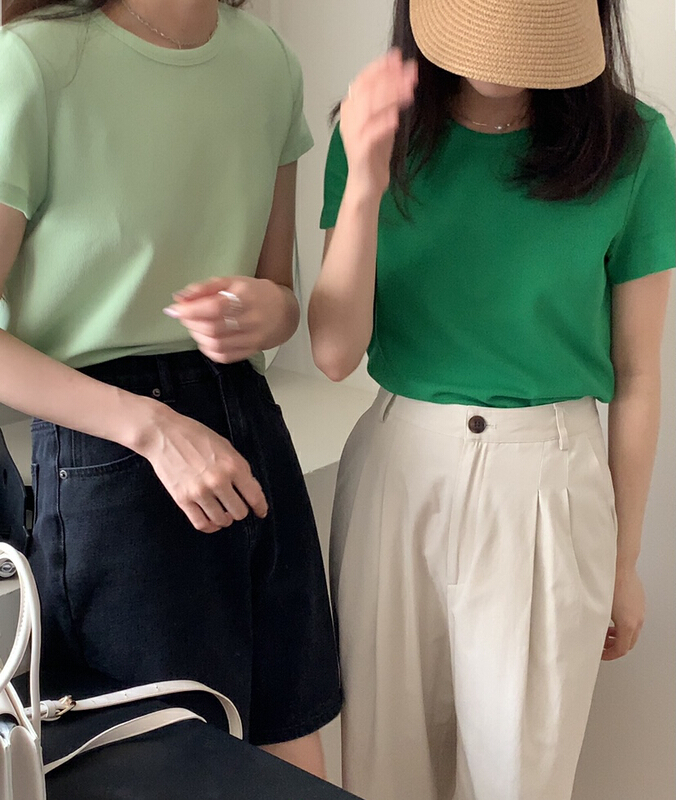 Stall recommended! New in early summer! [bluepops] 14 color pop short sleeve T-shirt a2276# zxl