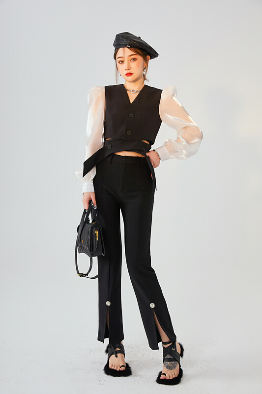 New year in early spring! [ala] high waist slim slightly flared casual pants b1053a# JJ