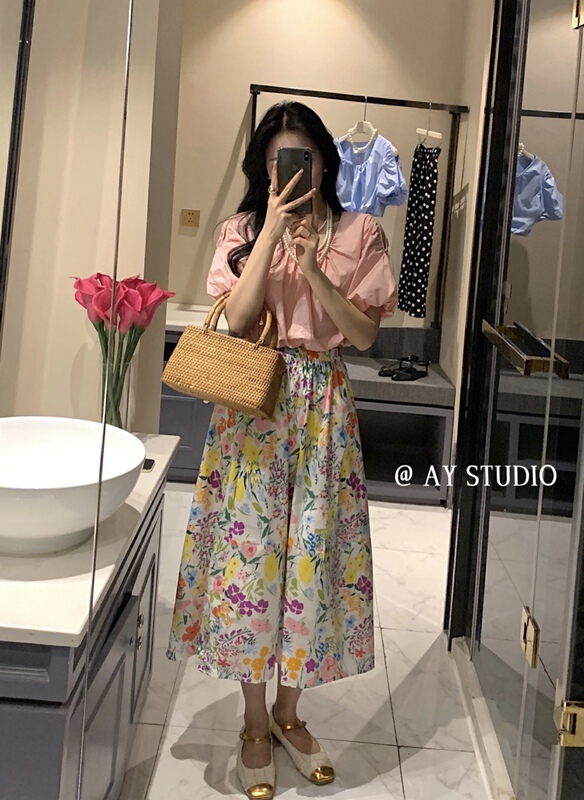 [ay studio] Korean Ladies' floral medium length skirt 66883-1# zxx