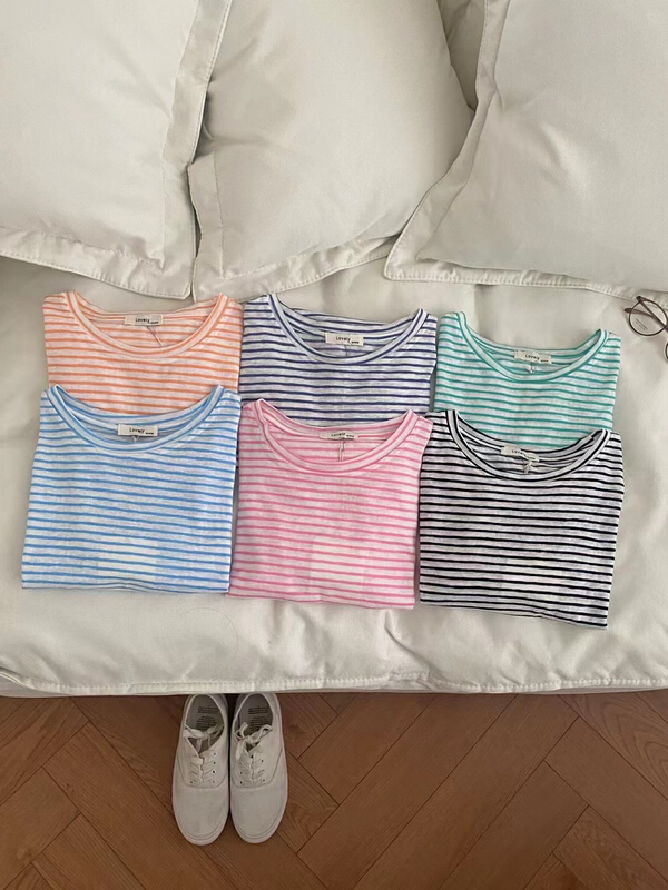 New year in early spring! [love] fashion versatile stripe long sleeve T-shirt z0585# HBx