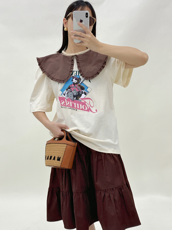 [attitude] fashionable and versatile printed short sleeve T-shirt aq4436# ozq