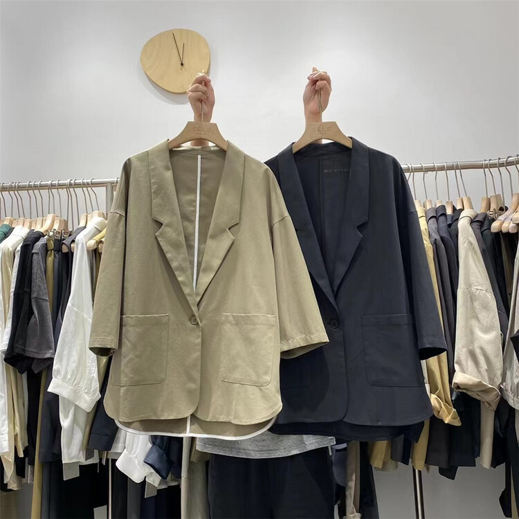 [self] loose one button solid color suit a9897# zyh