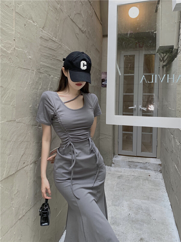 [Doudou family] be careful with machine drawstring Pleated Dress 88306# CLS