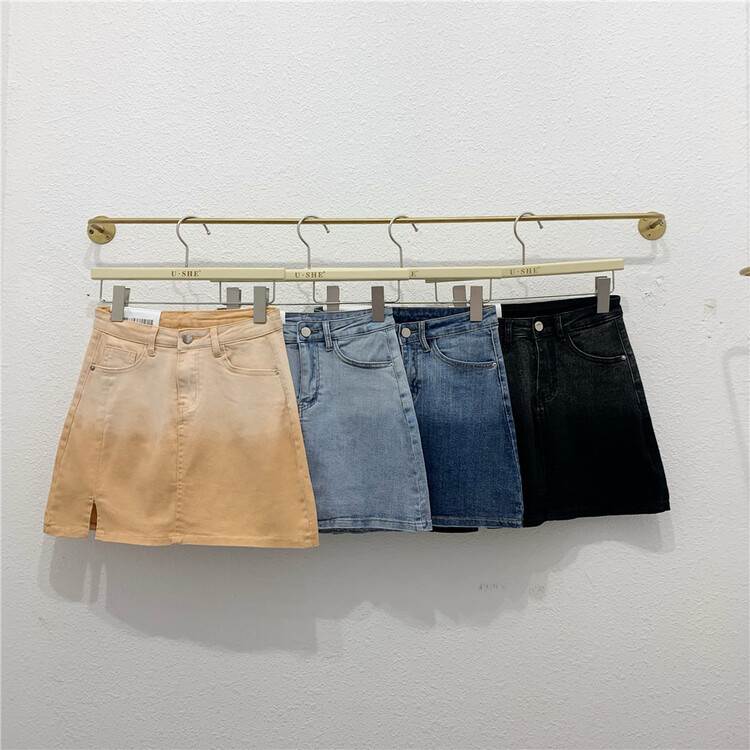[u.she] high waist A-line gradient skirt 89538# cqw