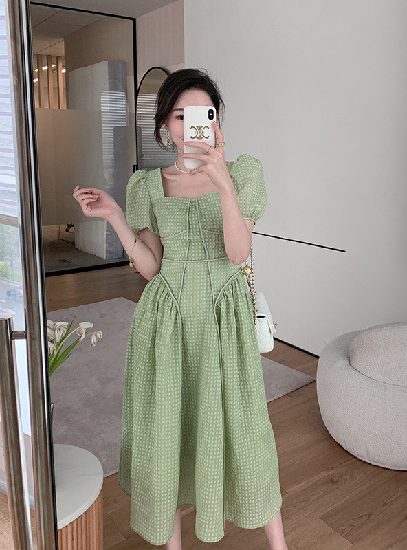 [wgwe] French Style Bubble Sleeve square neck dress (skirt only) 1357# PCZ