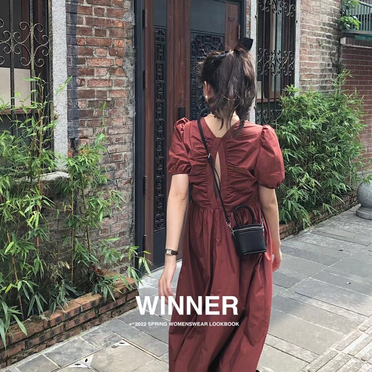 [winner] V-neck Pleated Dress 9030# ll