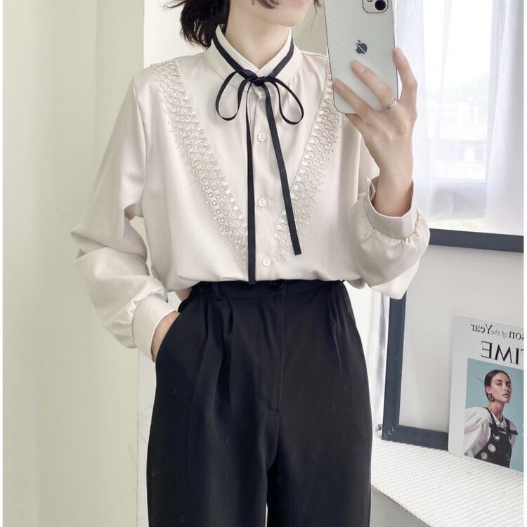 New year in early spring! [Yu Xueer] simple and versatile lace up shirt 6619# HBx