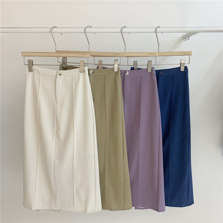 New in early summer! [I snow] simple and versatile back split A-line skirt 532296# WPL