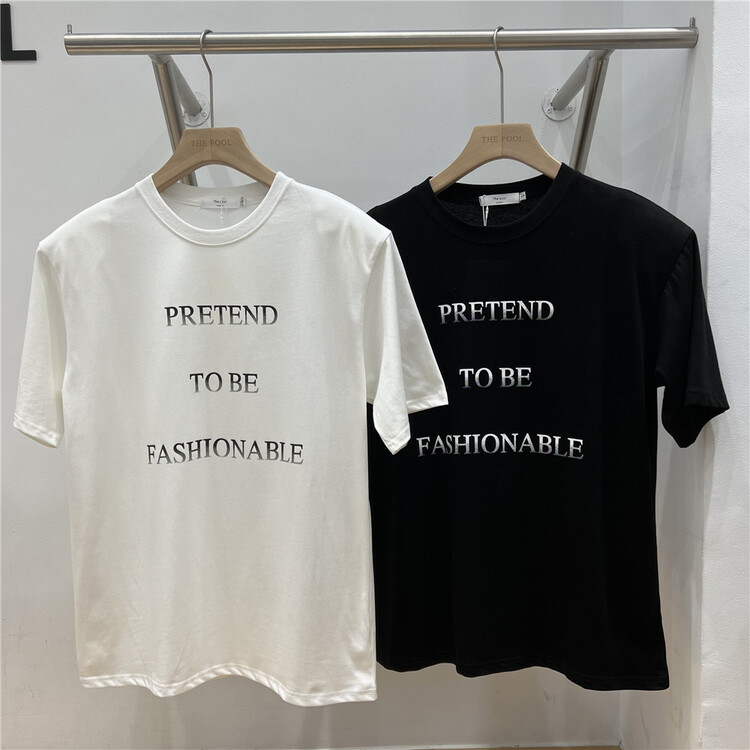 [the pool] crew neck versatile letter print short sleeve T-shirt 2241# ZZL
