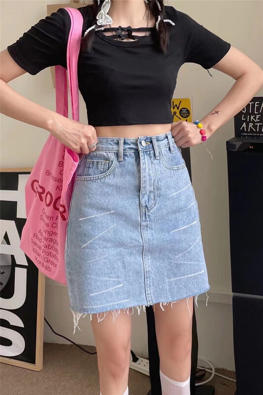 [clothes and jeans] Korean lady high waist jeans shorts skirt 3602# hjy