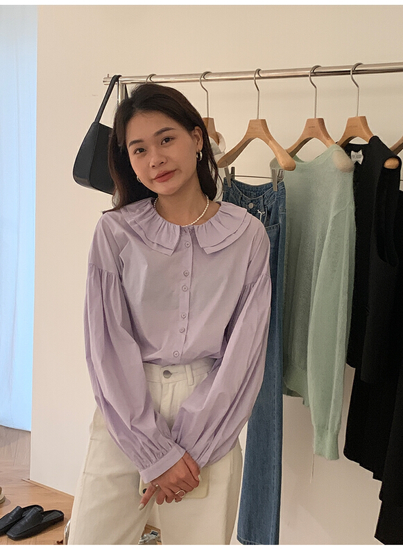New year in early spring! [the mind] ins Korean style solid color versatile shirt 60067# jhy