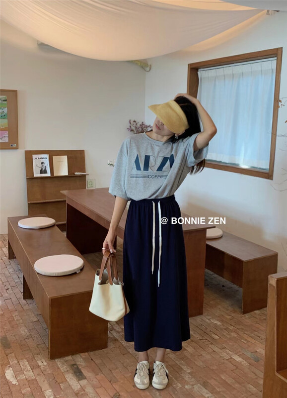 [Bonnie] letter print loose short sleeve T-shirt 2318# XYJ