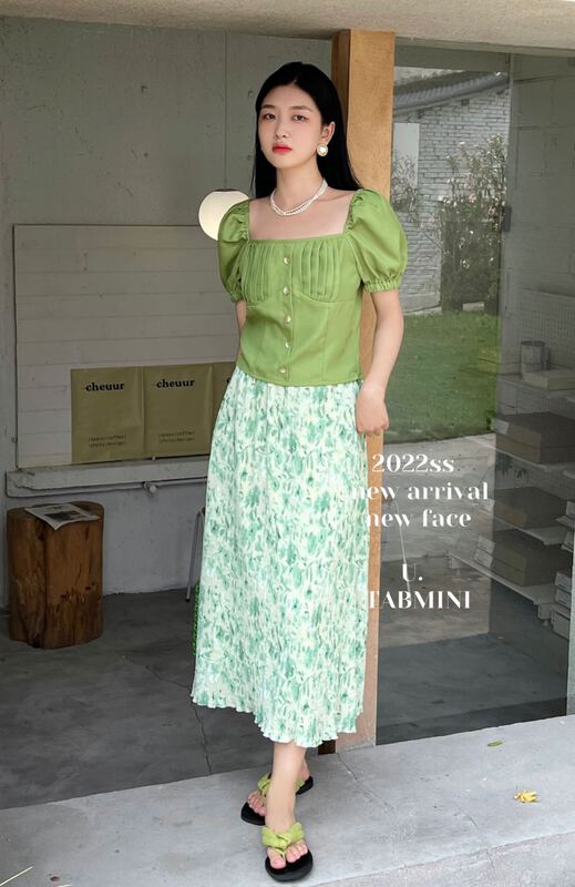 【TABMINI】花朵氣質顯瘦半身裙  X19611-G#  WPL