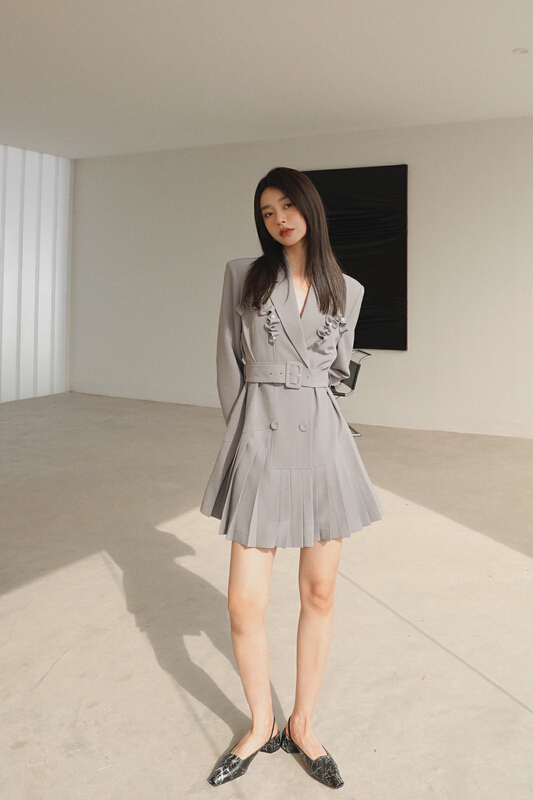 goods in stock! New year in early spring! [GL] Korean personalized temperament sweet heavy industry dress (with belt) c2013# JJ