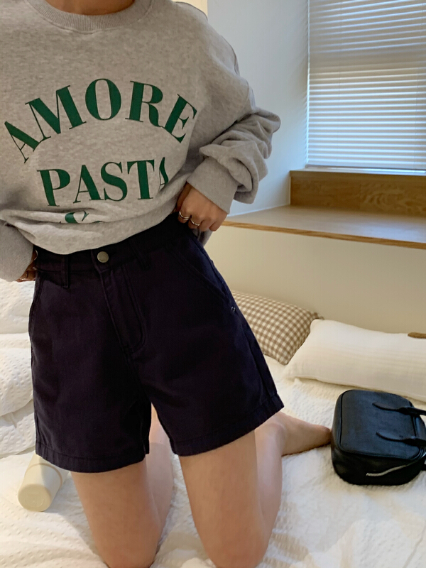 New in early summer! [meet me] high waist, slim, versatile, loose straight denim shorts ys-6932# ll