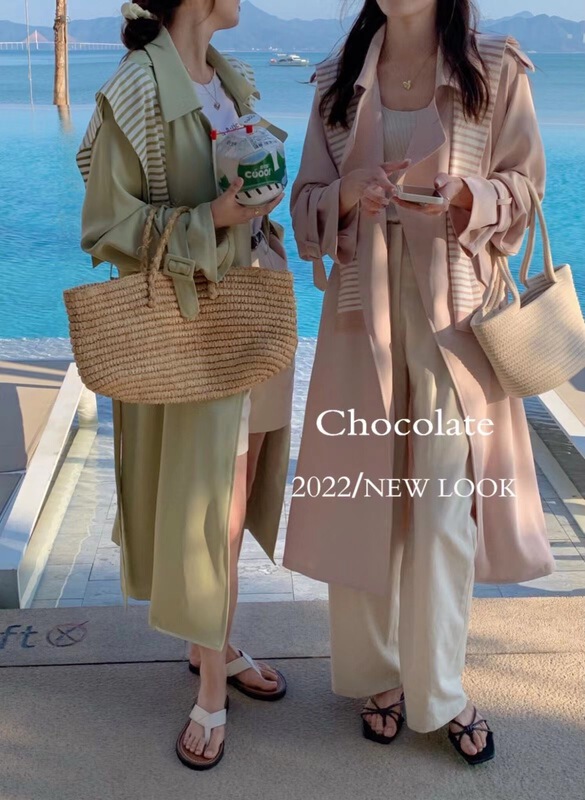 New year in early spring! [chocolate] temperament fashion classic windbreaker (with belt) (without cuff) 28019# L