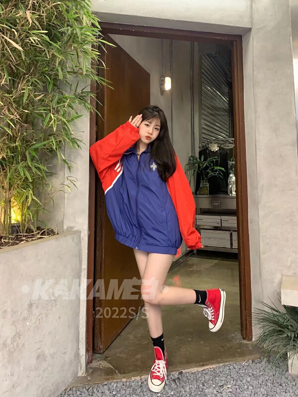 [kakamee] Guochao style stitched contrast color assault jacket (only jackets) 3878# LSL
