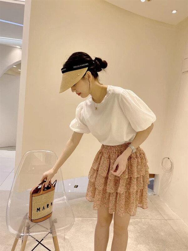 goods in stock! [miss Jiao] floral pleated high waist skirt 3720# CLS