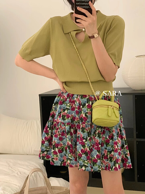 [Sara] bubble sleeve hollow out versatile shirt 2115# lwy