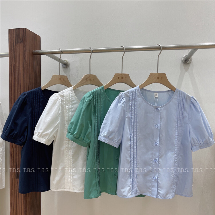 [t.b.s] crew neck pleated shirt 10031# lwy