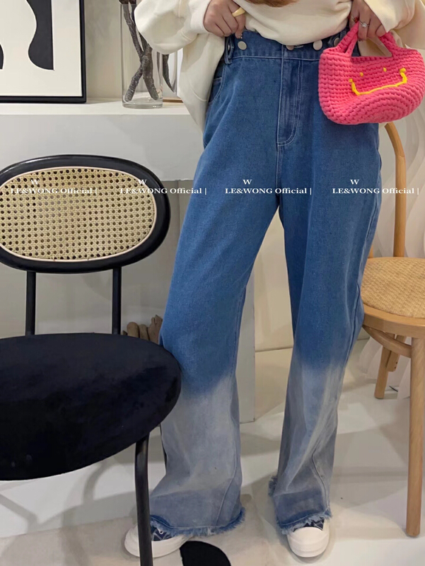 New year in early spring! [le & Wong] Korean minority gradient versatile jeans 6877# WTT