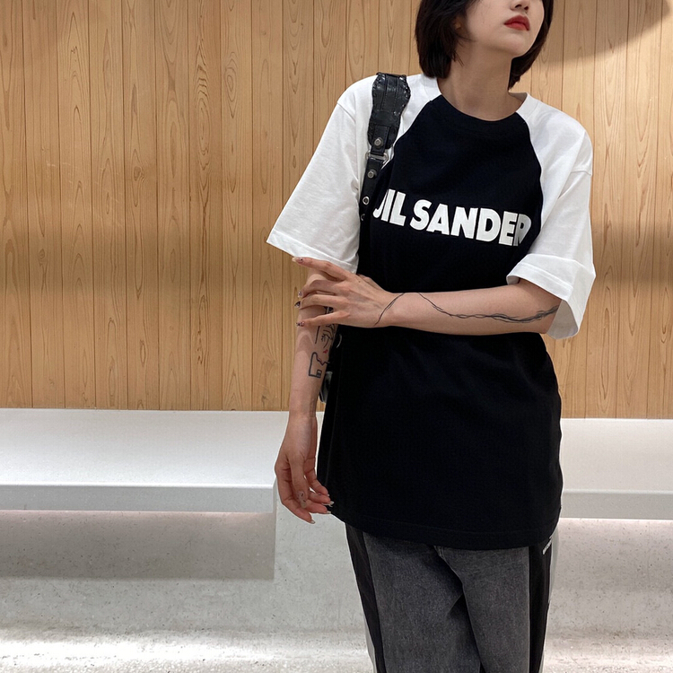 [YT] minority black and white stitching contrast short sleeve T-shirt t51273# PCZ