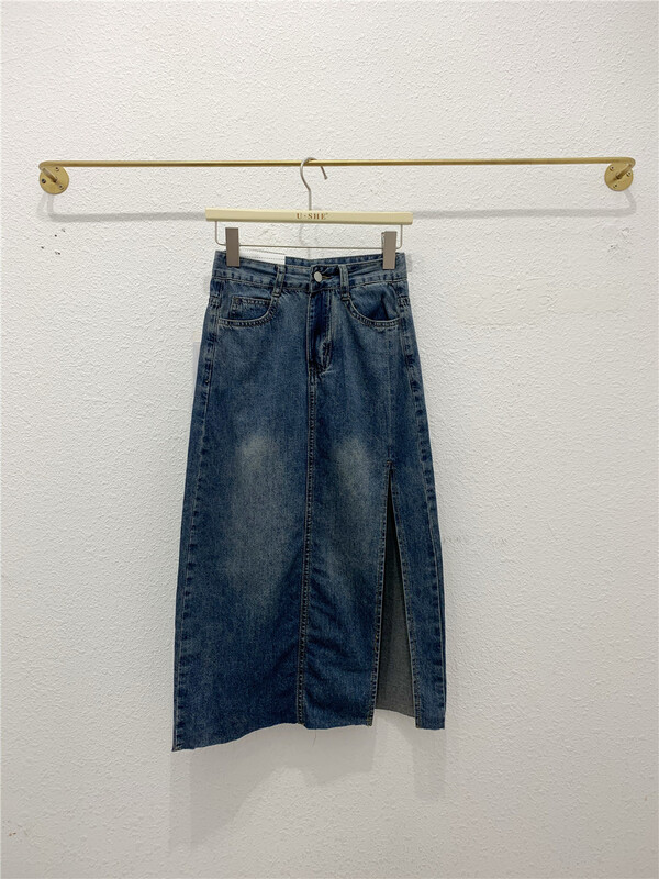 [u.she] Korean version versatile loose and thin denim skirt 19812# cqw