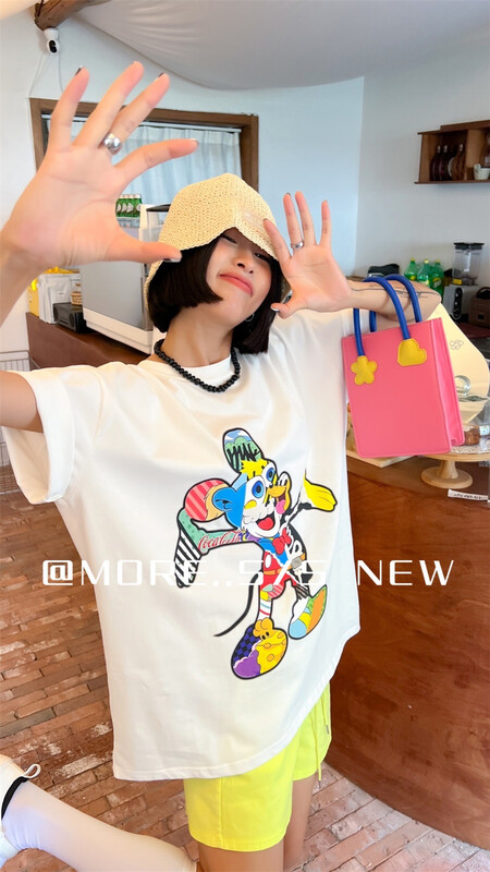 【MORE】韓版卡通米奇印花寬鬆短袖T恤  88111#  OZQ