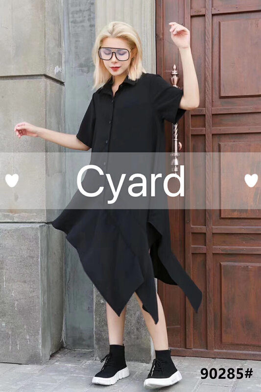 [cyard] shirt collar irregular thin dress 90285# L