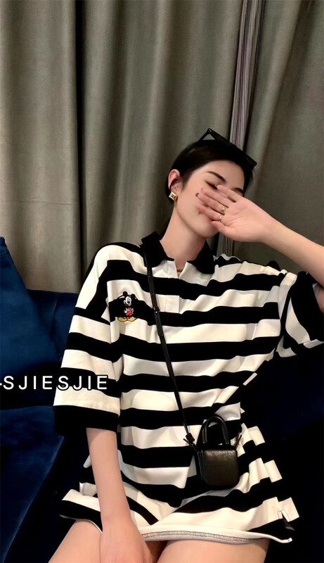 [cc+] Korean color blocking comfortable short sleeve T-shirt 8288\l