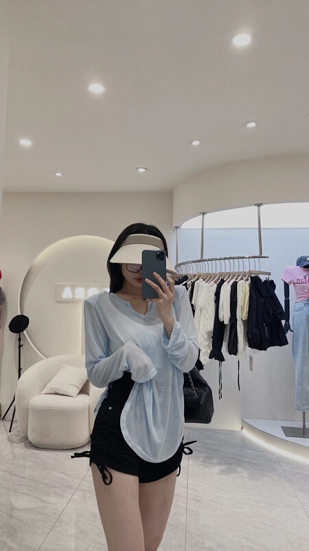 [show] simple and versatile V-neck sunscreen shirt 98096# ozq