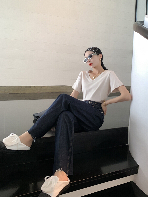 New year in early spring! [Yuanxi] candy color V-neck short sleeve T-shirt ys4-3006# LSL