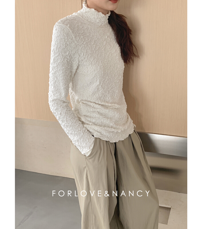 New in early summer! [FN] Korean simple half high collar shirt 86162t4# cqw