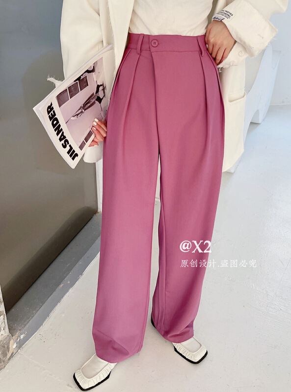 New year in early spring! [x2] designer side button wide leg trousers 8811# ozq