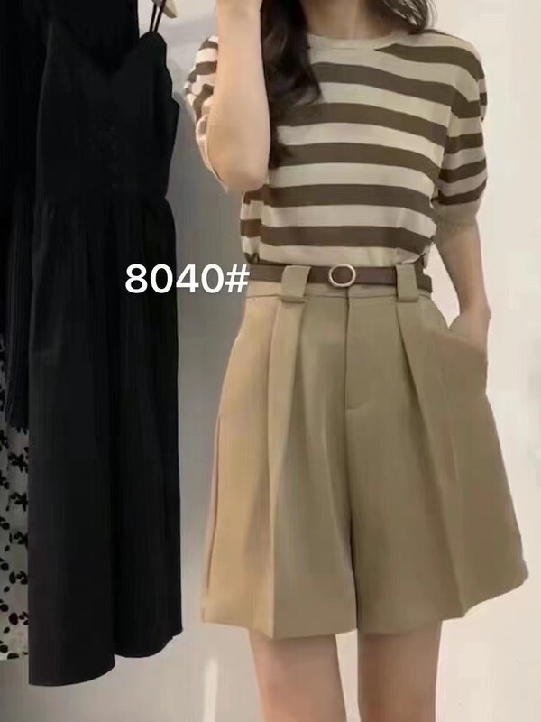 [xiaohanfeng] Korean high waist comfortable casual shorts (with belt) ys1-8040# L