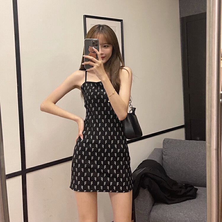 [f · P] letter suspender waist closing thin knitted dress 6a60# HBx