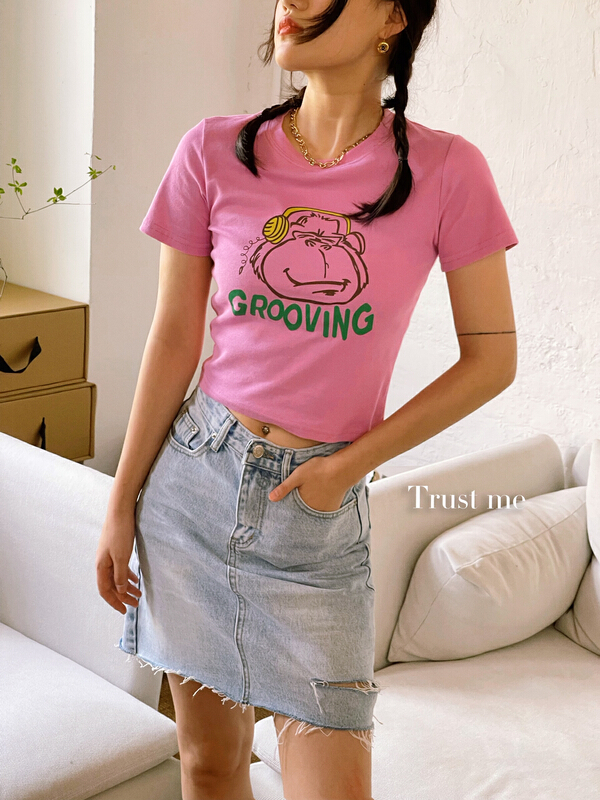 [trust me] Korean alphabet printed ins short sleeve T-shirt 68400# ozq