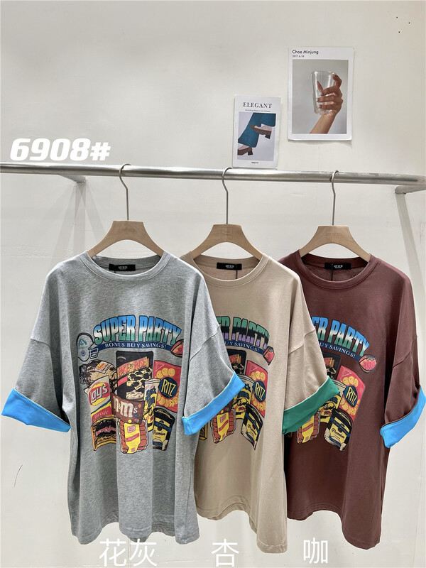 New in early summer! [just soso] fashion versatile personalized short sleeve T-shirt 6908# CLS